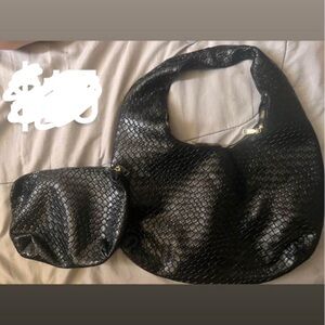 Black Textured Women's Bag Set